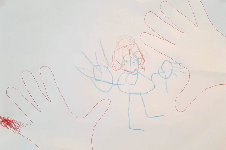 Zeichnung 2 Hände und Mädchen