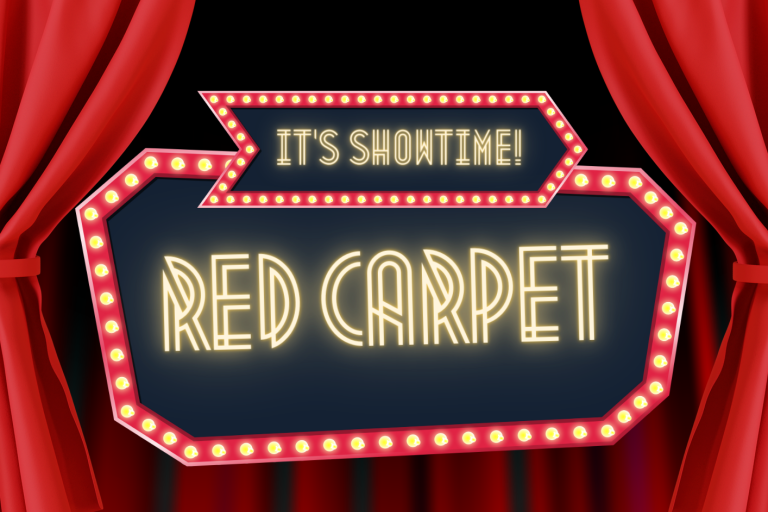 Roter Teppich der zu einem roten Vorhang führt